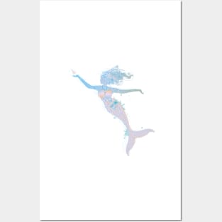 playful mermaid in cool pastel colors Posters and Art